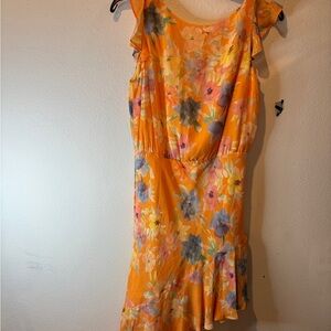 Y2K Amanda Uprichard Orange Floral Asymmetrical Dress